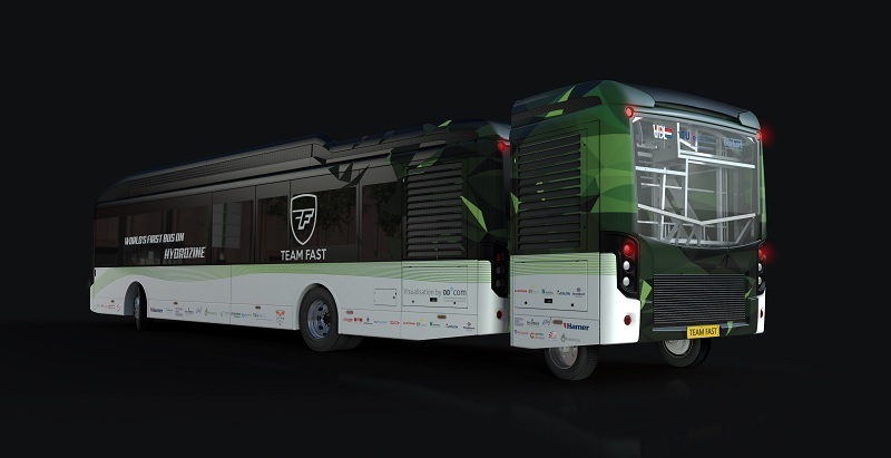 Eindhovens Team FAST presenteert ’s werelds eerste bus met systeem dat mierenzuur omzet in elektriciteit